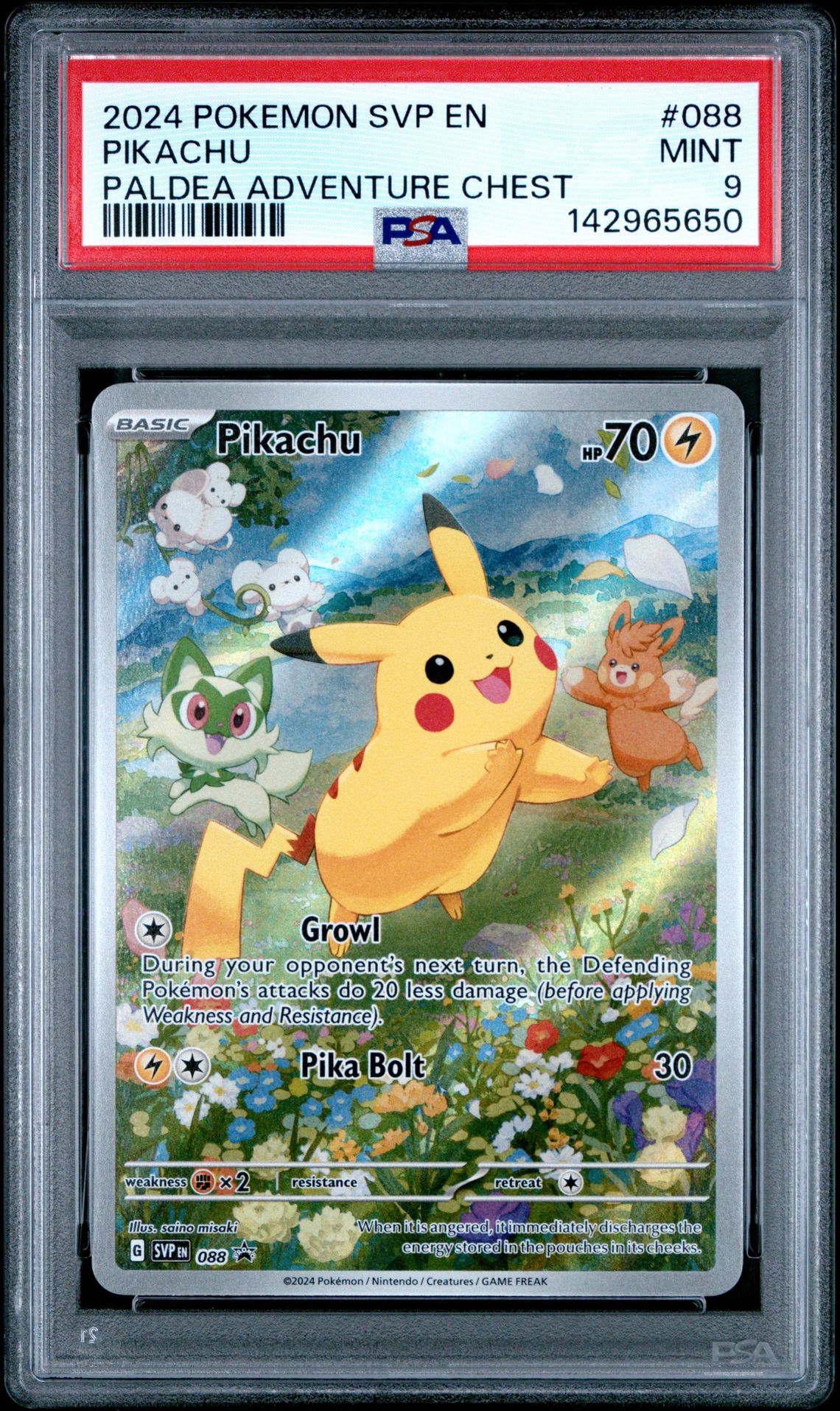 2024 Pokemon Svp En-Sv Black Star Promo Pikachu #088 (Paldea Adventure Chest) Mint 9 front