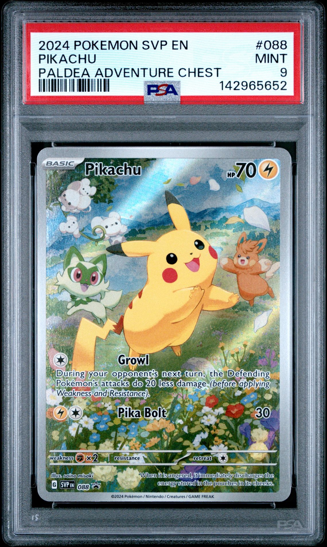 2024 Pokemon Svp En-Sv Black Star Promo Pikachu #088 (Paldea Adventure Chest) Mint 9 front
