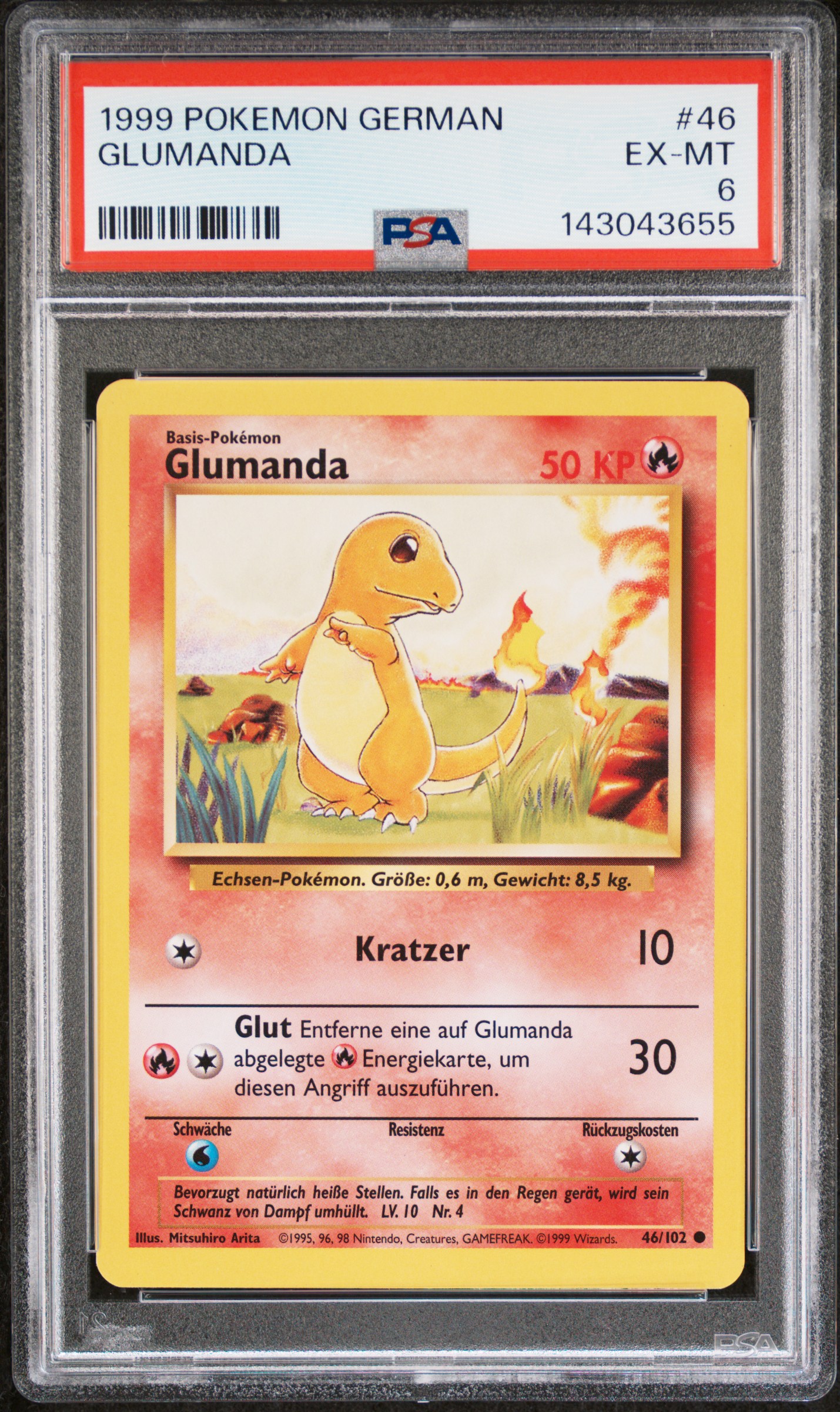 1999 #46 Glumanda PSA 6 German Pokemon