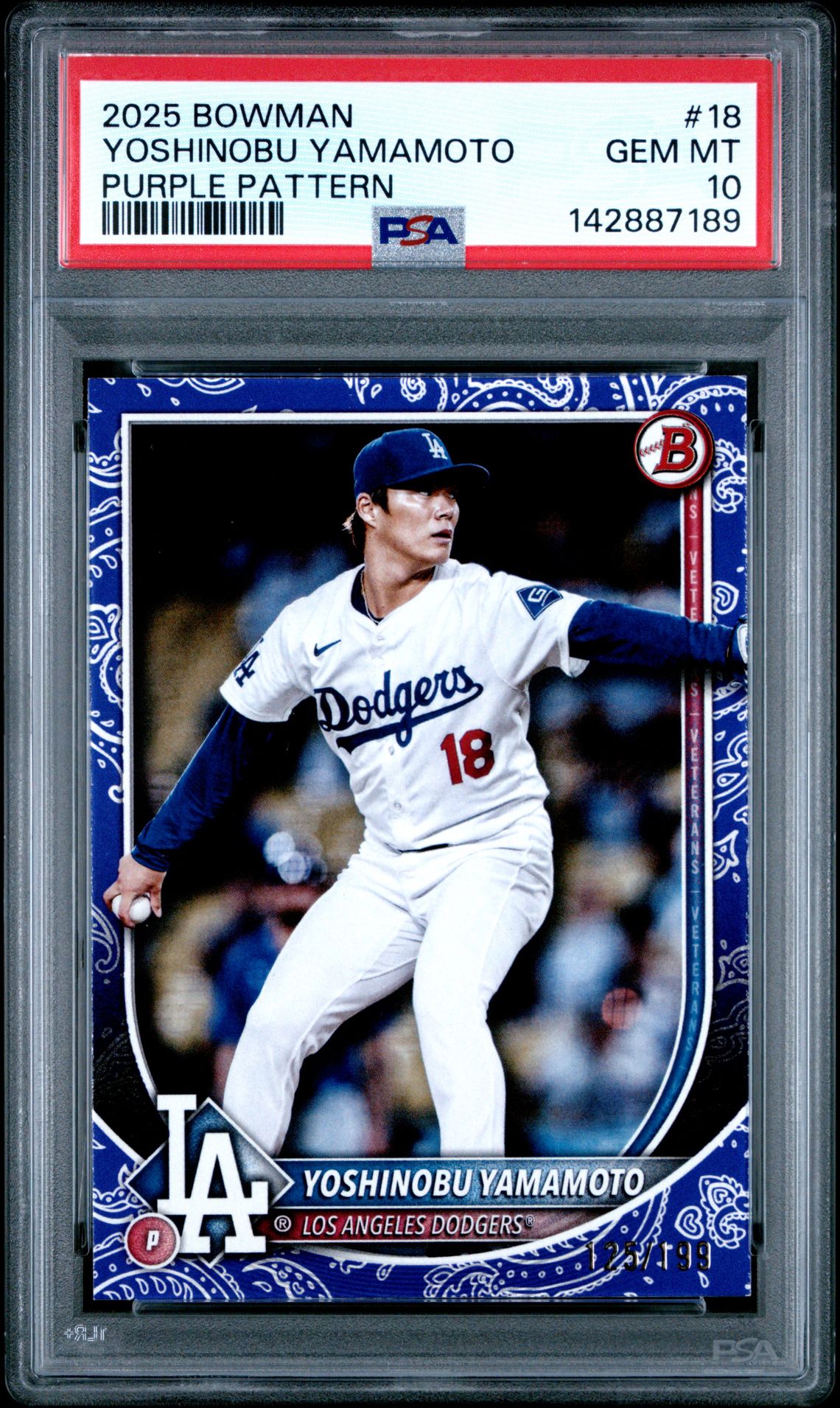 2025 Bowman BOWMAN PURPLE PATTERN #18 Yoshinobu Yamamoto front