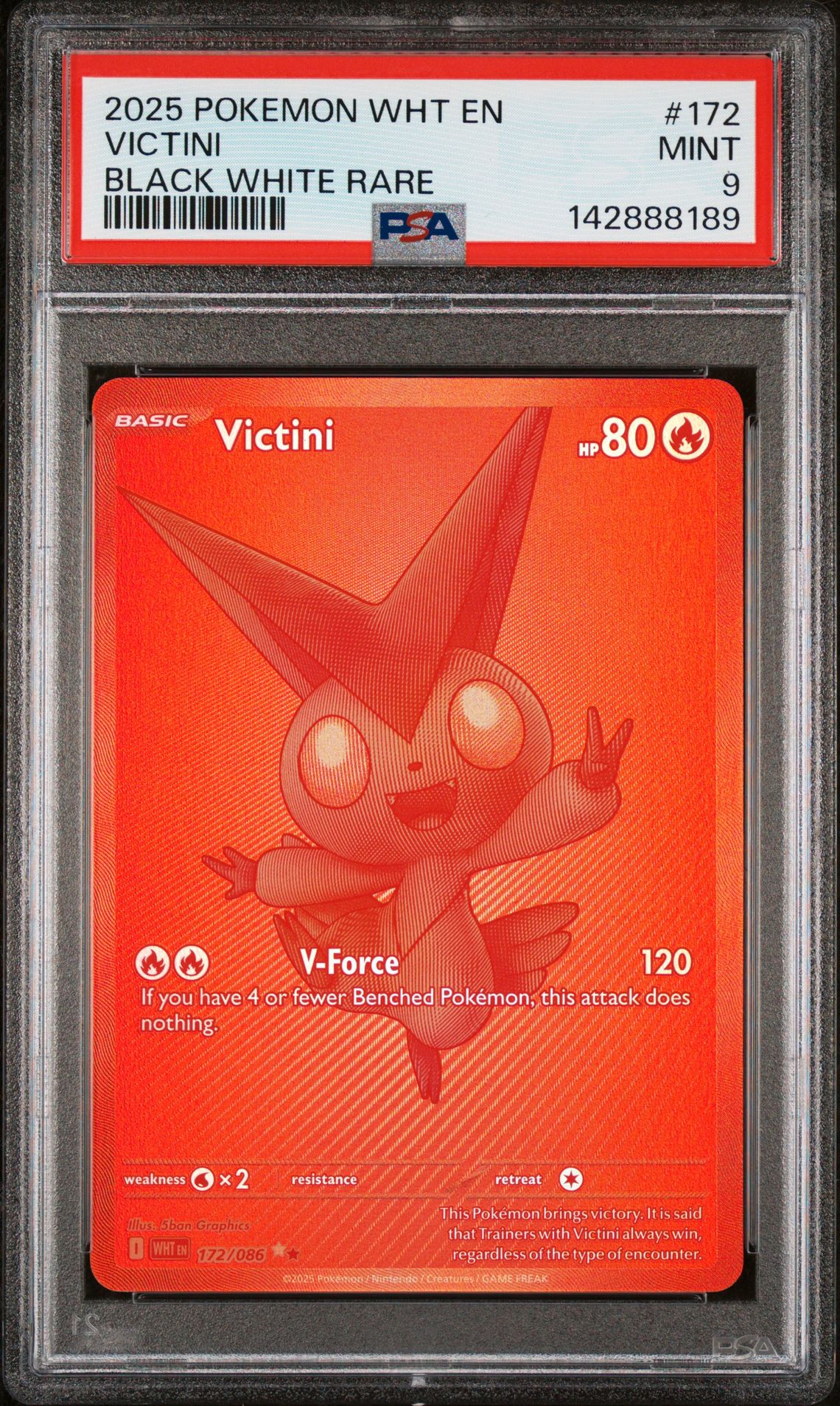 2025 Pokemon Wht En-White Flare Victini #172 (Black White Rare) Mint 9 front