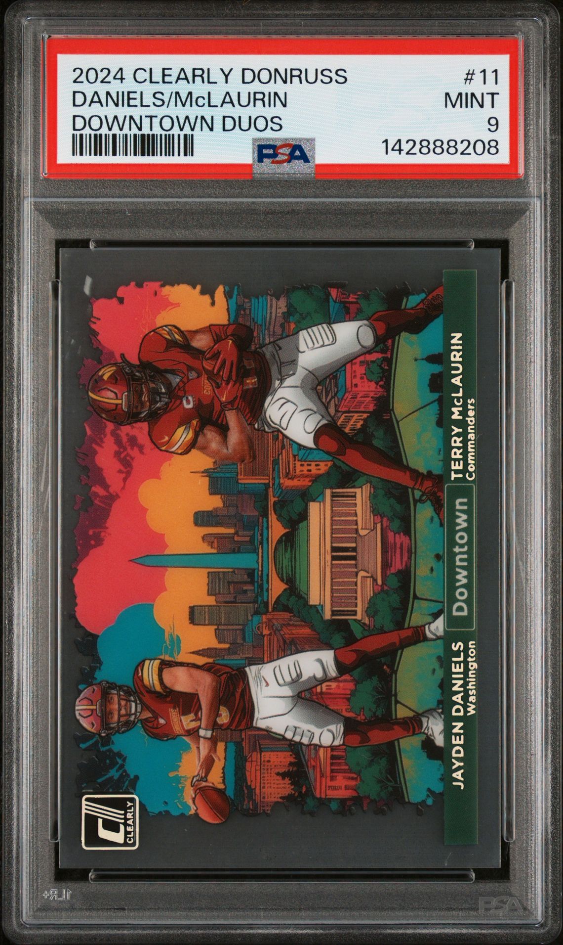 2024 Panini Clearly Donruss Downtown Duos Daniels/Mclaurin #11 Mint 9 front