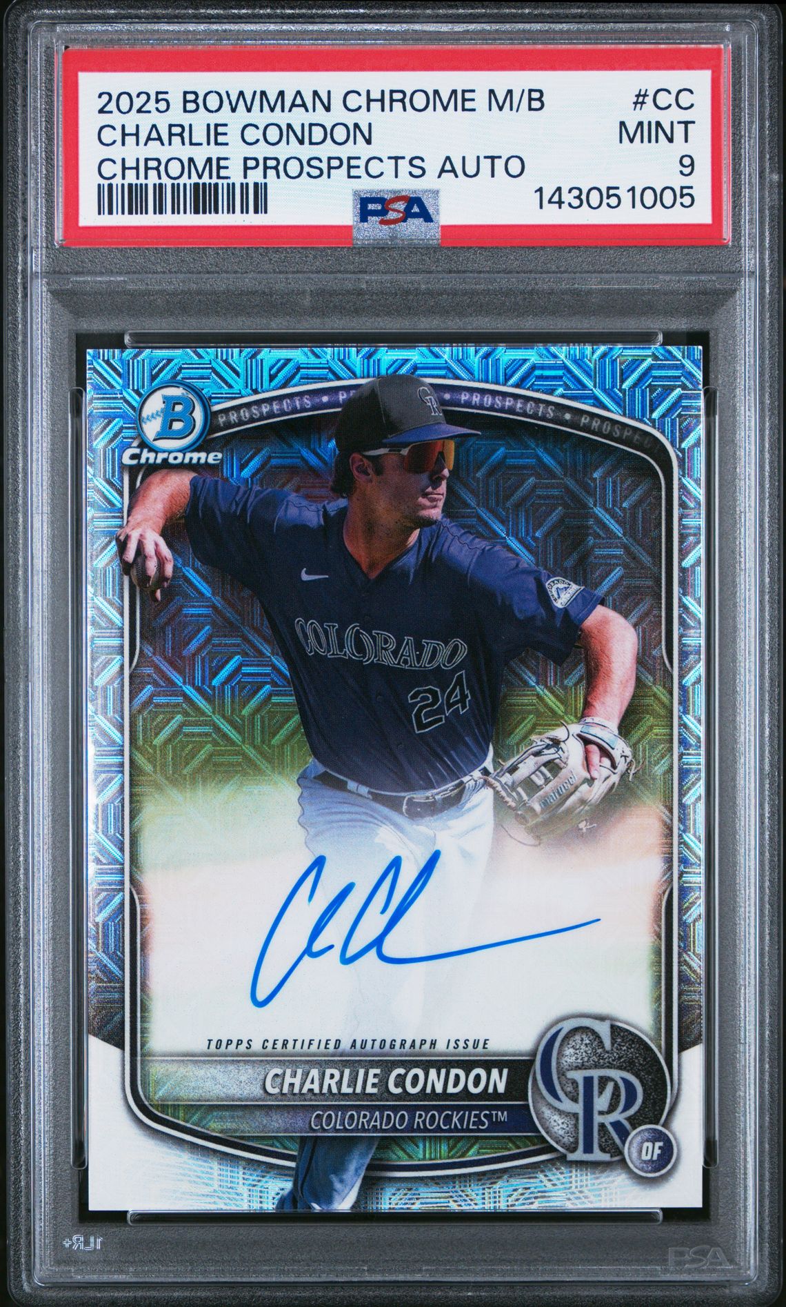2025 Bowman Chrome Mega Box Chrome Prospects Autographs Charlie Condon #Cc Mint 9 front