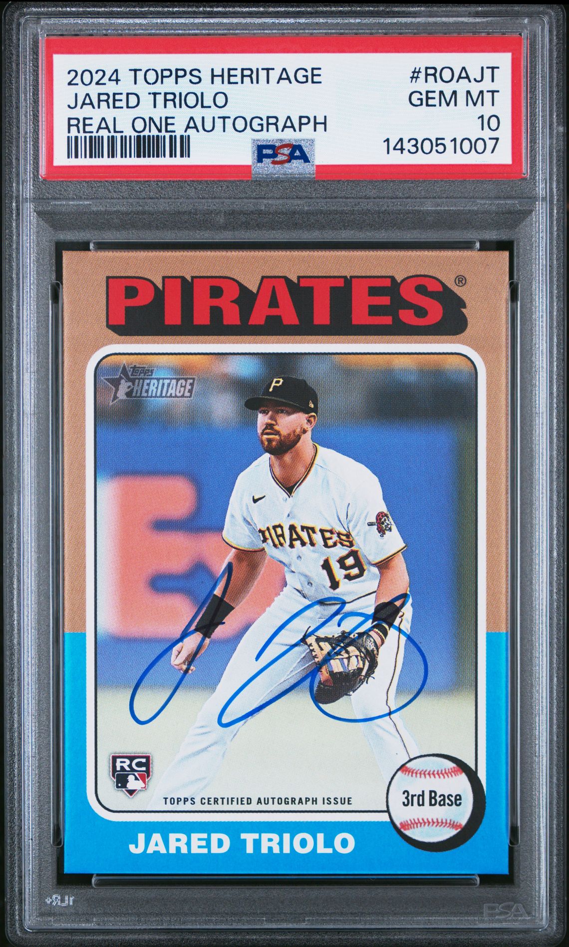 2024 Topps Heritage Real One Autographs Jared Triolo #Roajt (Real One Autograph) Gem Mt 10 front