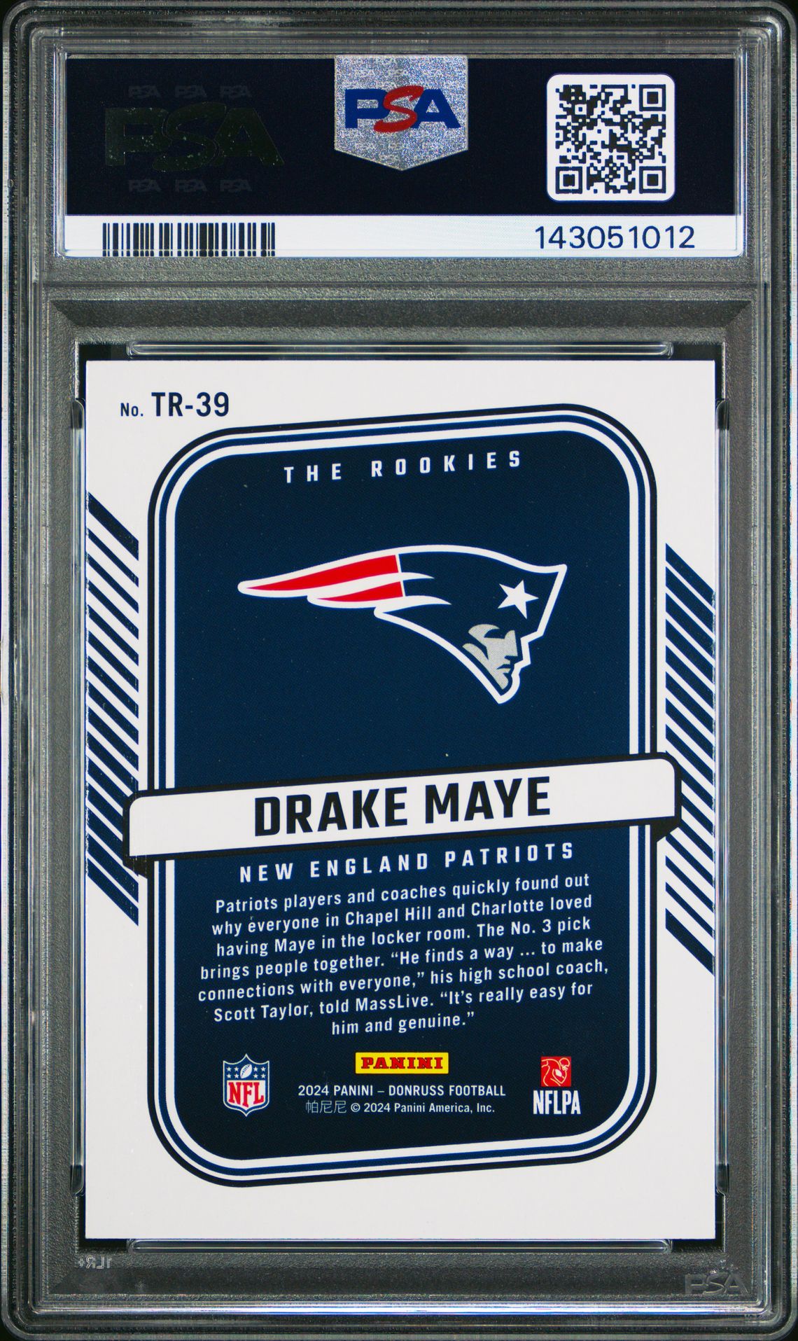2024 Panini Donruss The Rookies Drake Maye #Tr39 Mint 9 back