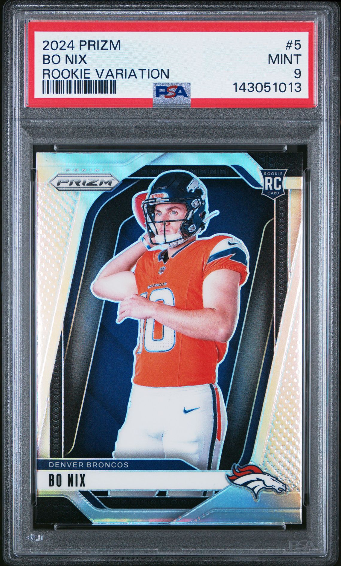 2024 Panini Prizm Rookie Variation Bo Nix #5 Mint 9 front