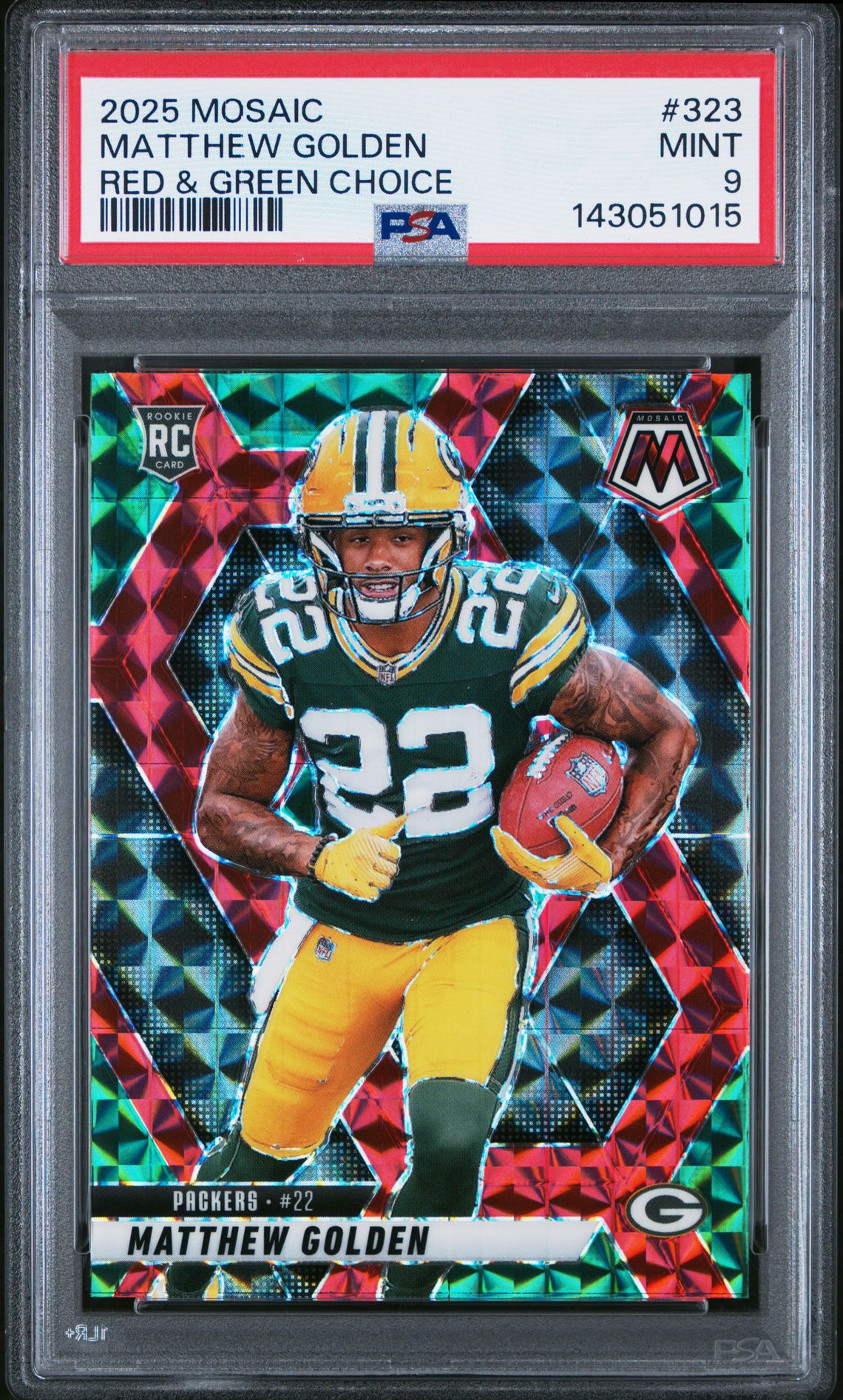 2025 Panini Mosaic Matthew Golden #323 (Red & Green Choice) Mint 9 front