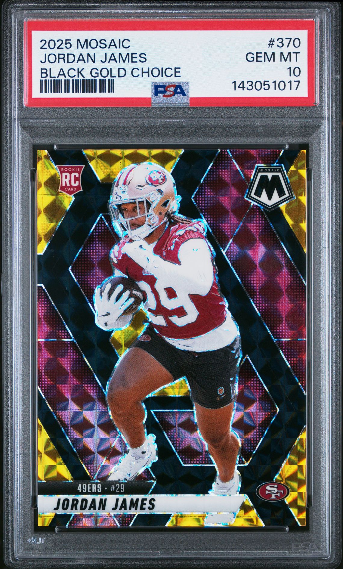 2025 Panini Mosaic Jordan James #370 (Black Gold Choice) Gem Mt 10 front