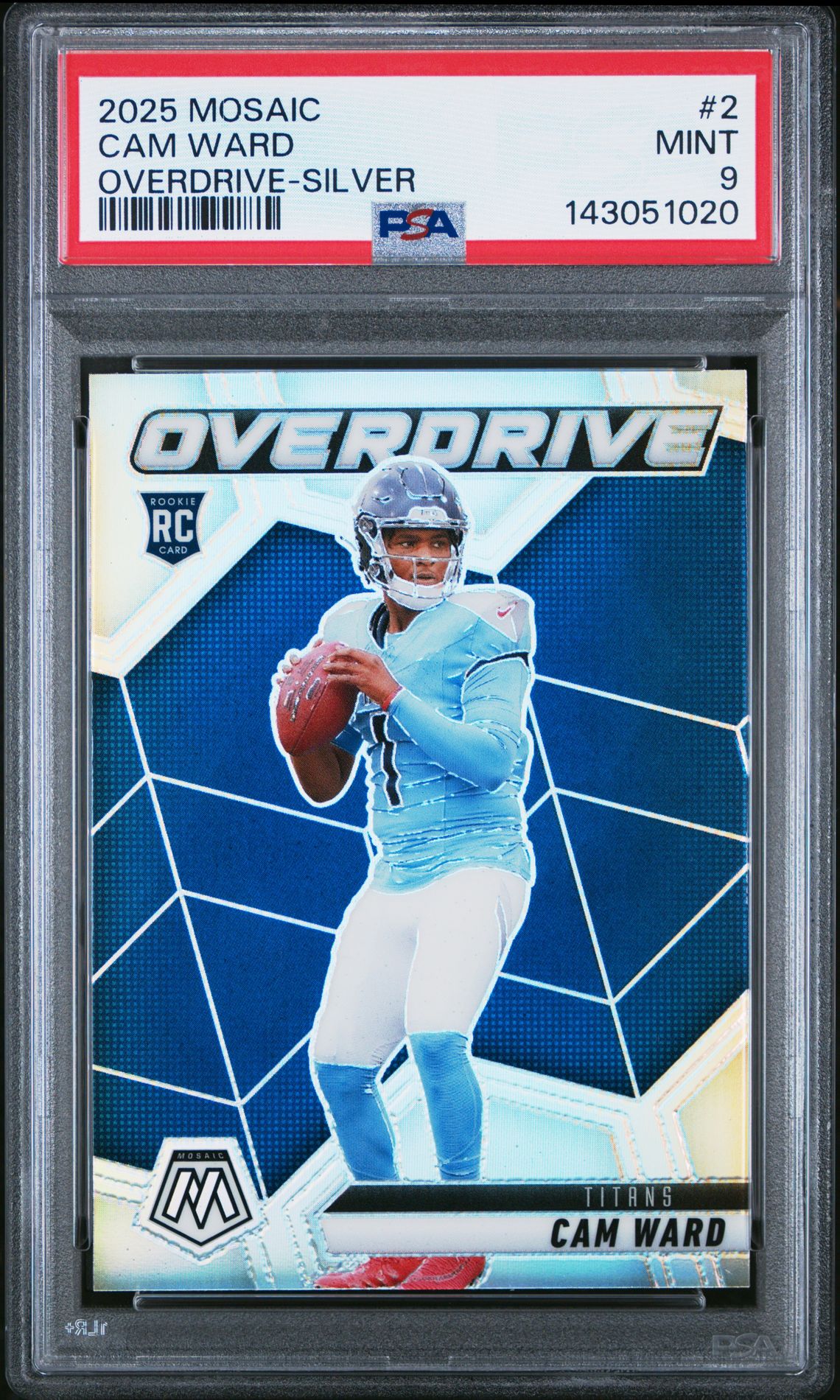 2025 Panini Mosaic Overdrive Cam Ward #2 (Overdrive-Silver) Mint 9 front