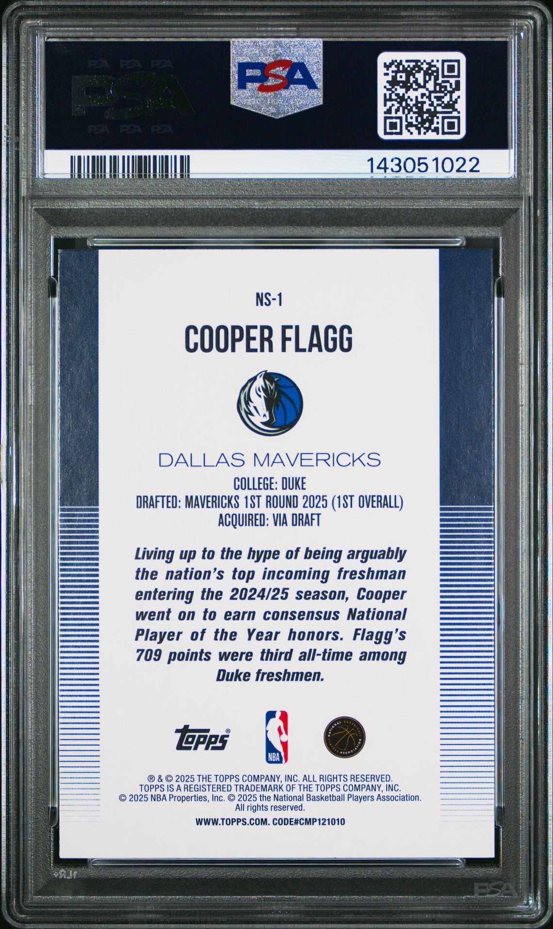 2025 Topps New School Cooper Flagg #Ns-1 Mint 9 back