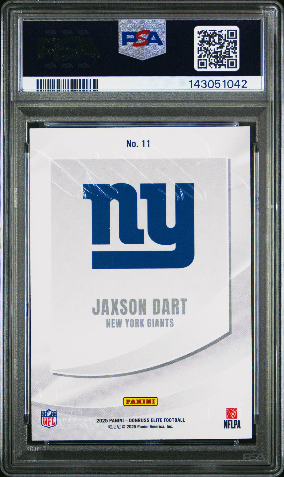 2025 Panini Donruss Elite Rookie Elitist Jaxson Dart #11 Gem Mt 10 back