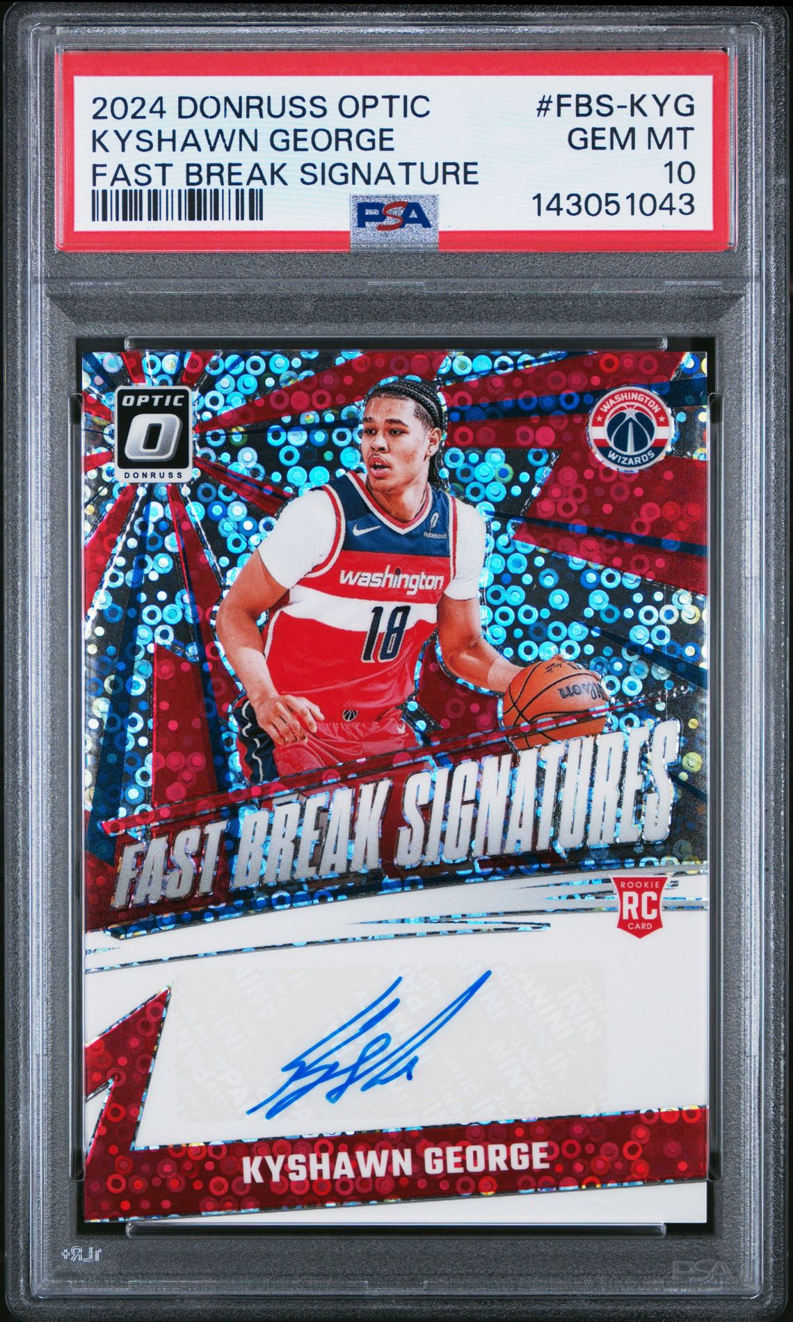 2024 Panini Donruss Optic Fast Break Signatures Kyshawn George #Fbs-Kyg Gem Mt 10 front