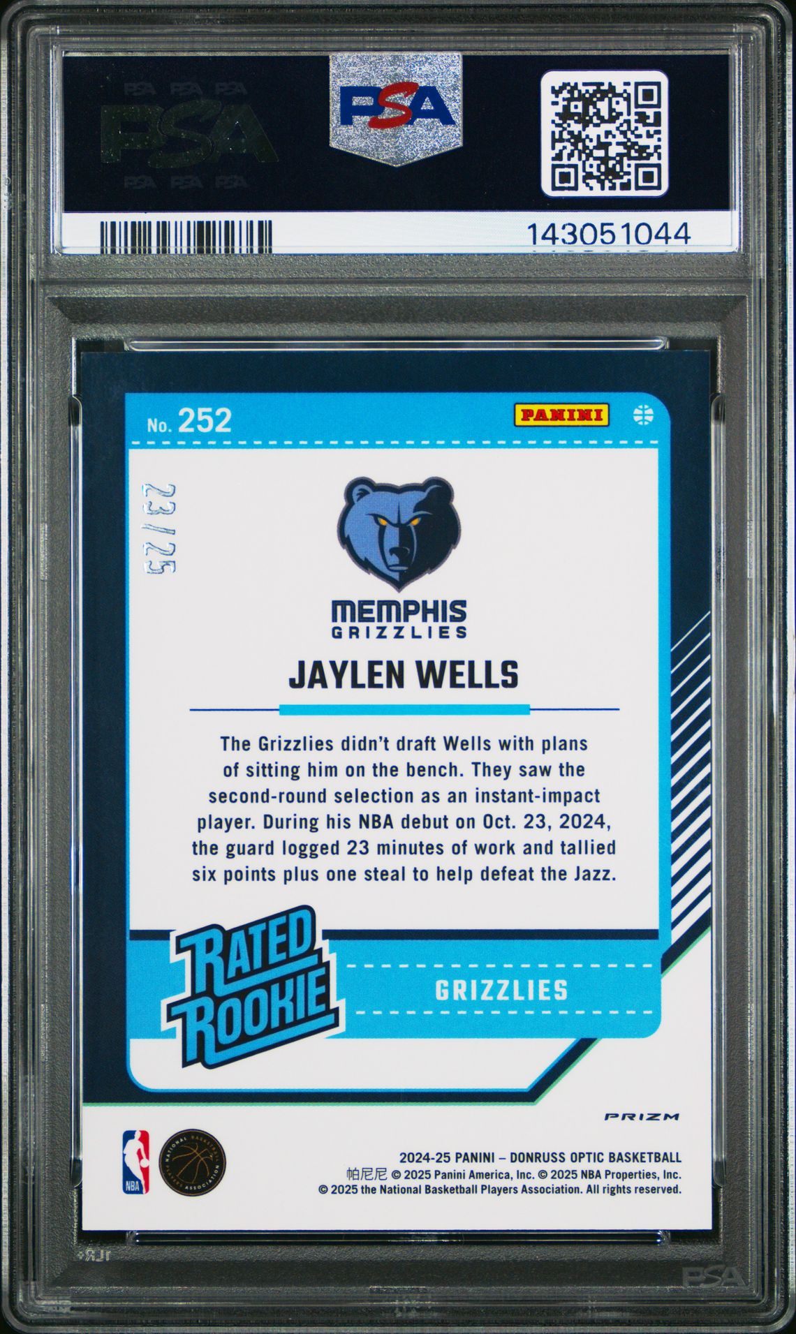 2024 Panini Donruss Optic Jaylen Wells #252 (Pink Fast Break) Mint 9 back