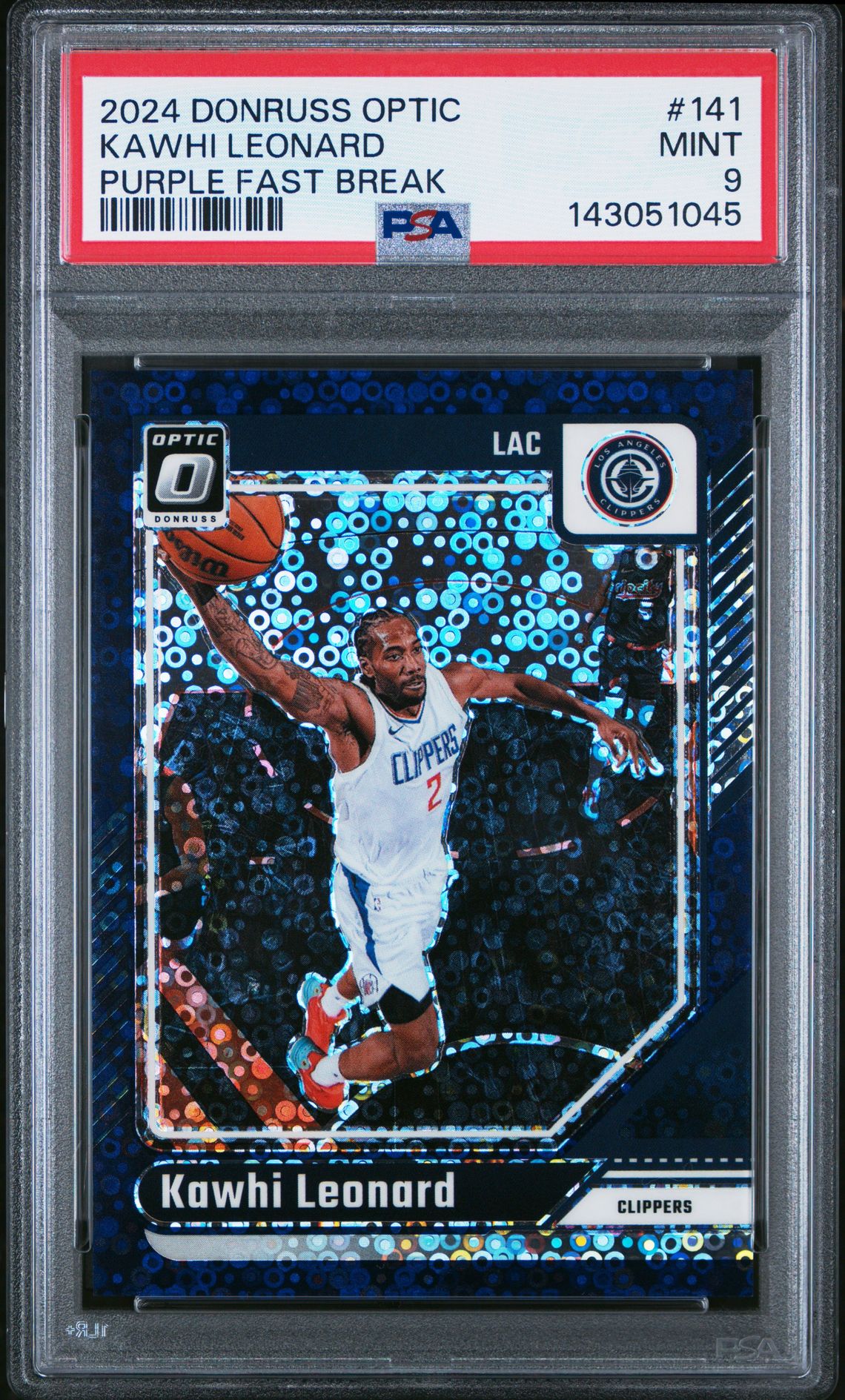 2024 Panini Donruss Optic Kawhi Leonard #141 (Purple Fast Break) Mint 9 front