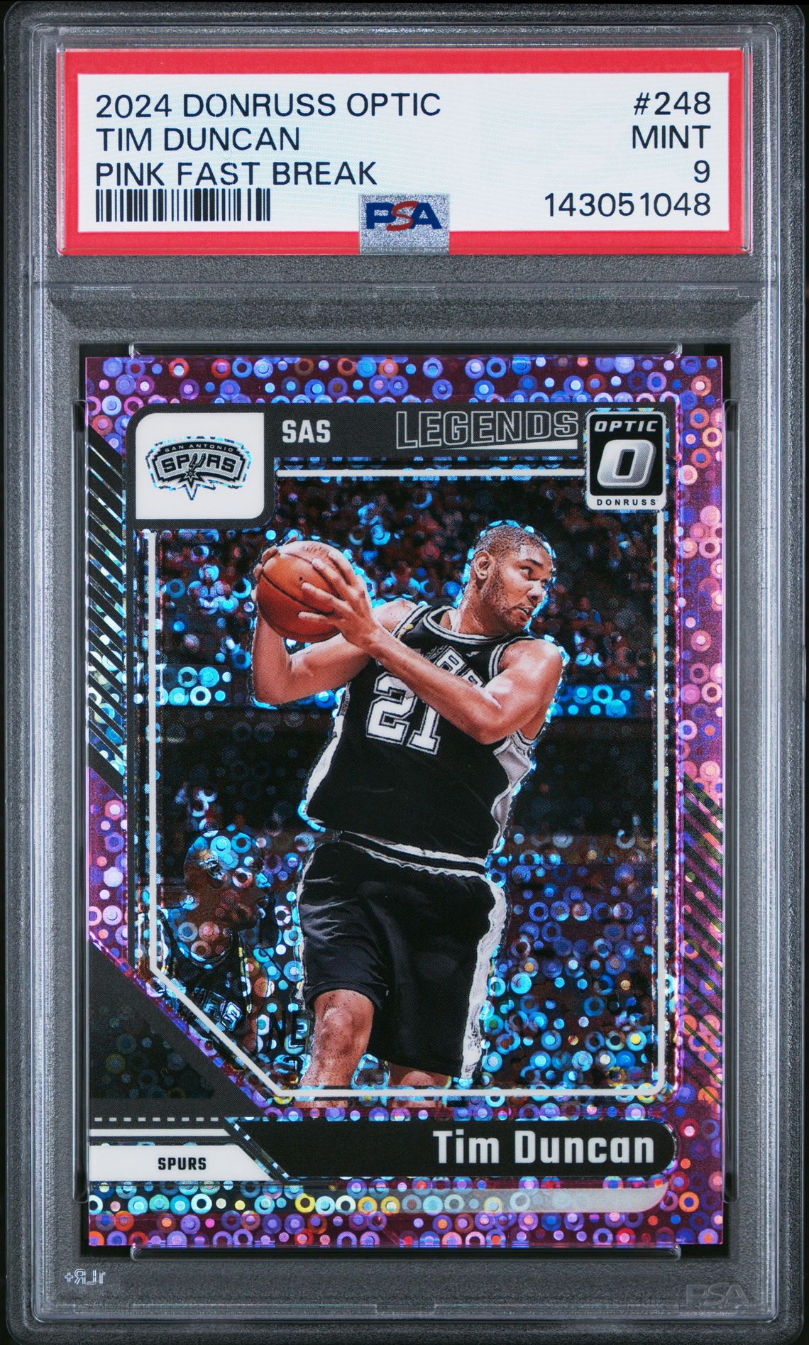 2024 Panini Donruss Optic Tim Duncan #248 (Pink Fast Break) Mint 9 front