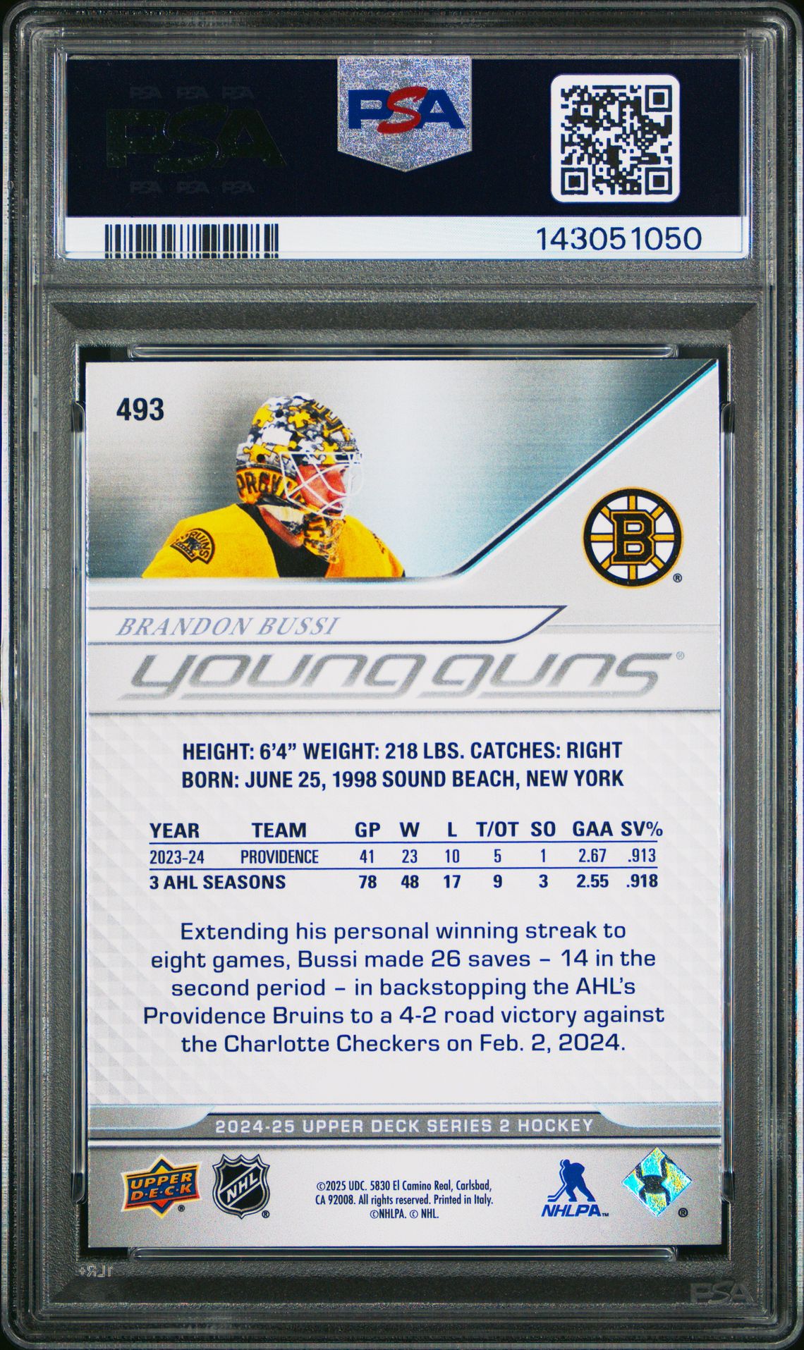 2024 Upper Deck Brandon Bussi #493 Mint 9 back