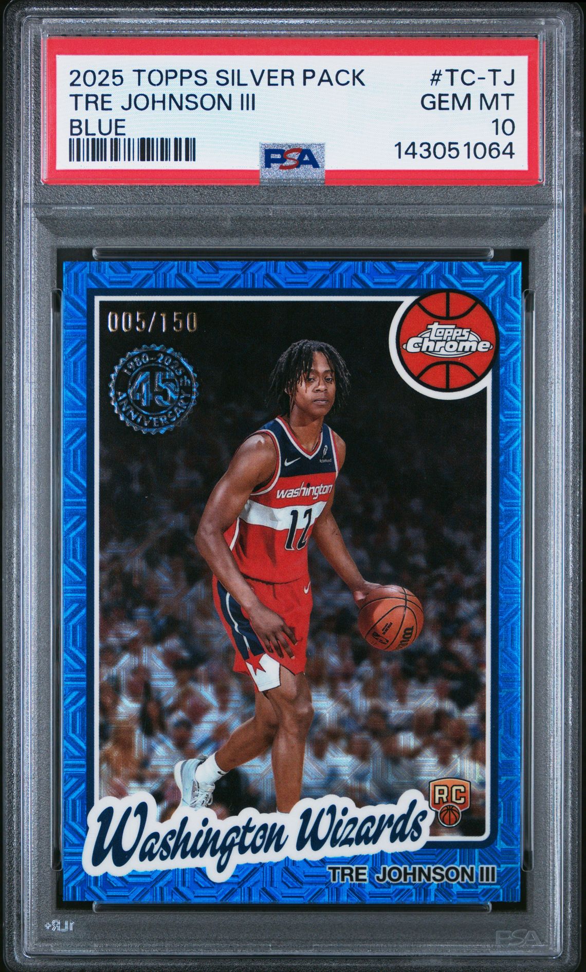 2025 Topps Silver Pack 1980-81 Topps Chrome Basketball Tre Johnson Iii #Tc-Tj (Blue) Gem Mt 10 front