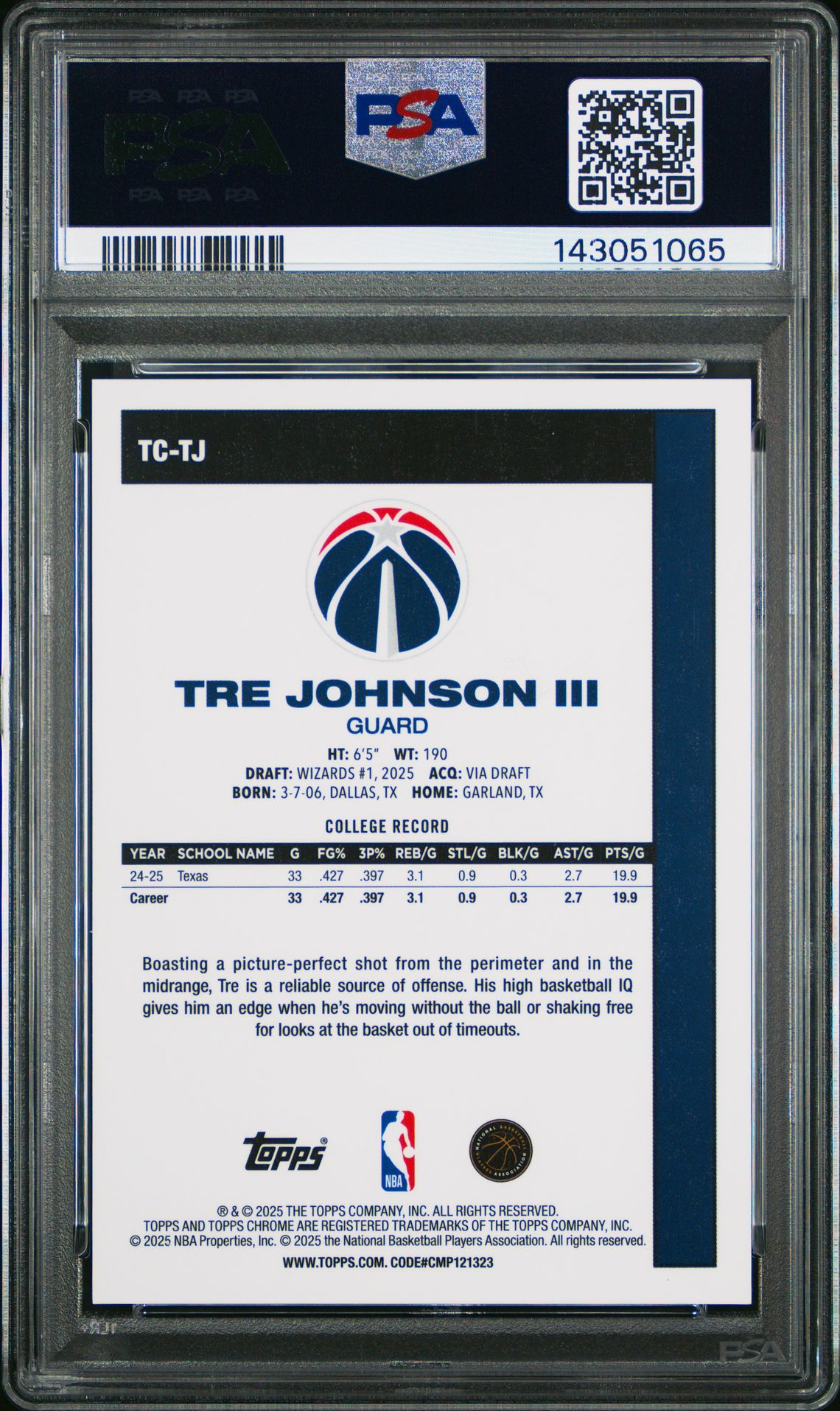 2025 Topps Silver Pack 1980-81 Topps Chrome Basketball Tre Johnson Iii #Tc-Tj (Gold) Mint 9 back