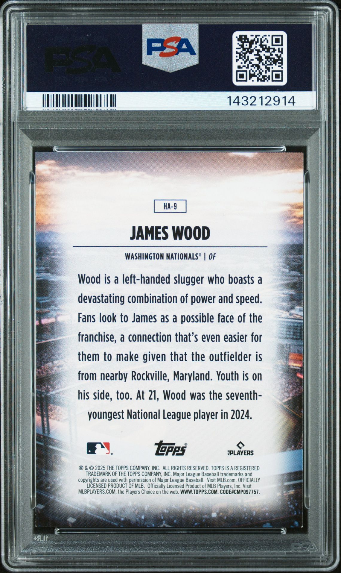 2025 Topps Home Field Advantage James Wood #Ha9 Mint 9 back