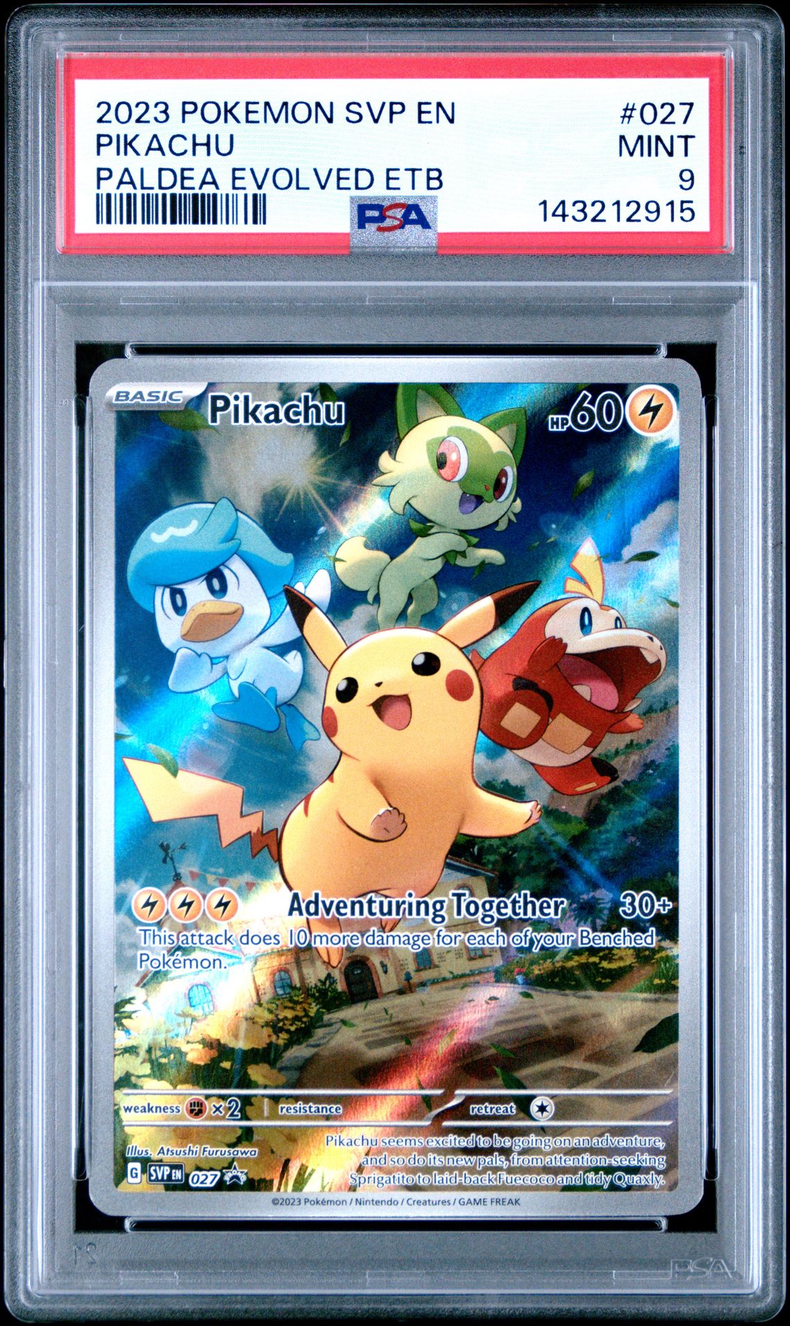 2023 Pokemon Svp En-Sv Black Star Promo Pikachu #027 (Paldea Evolved Etb) Mint 9 front