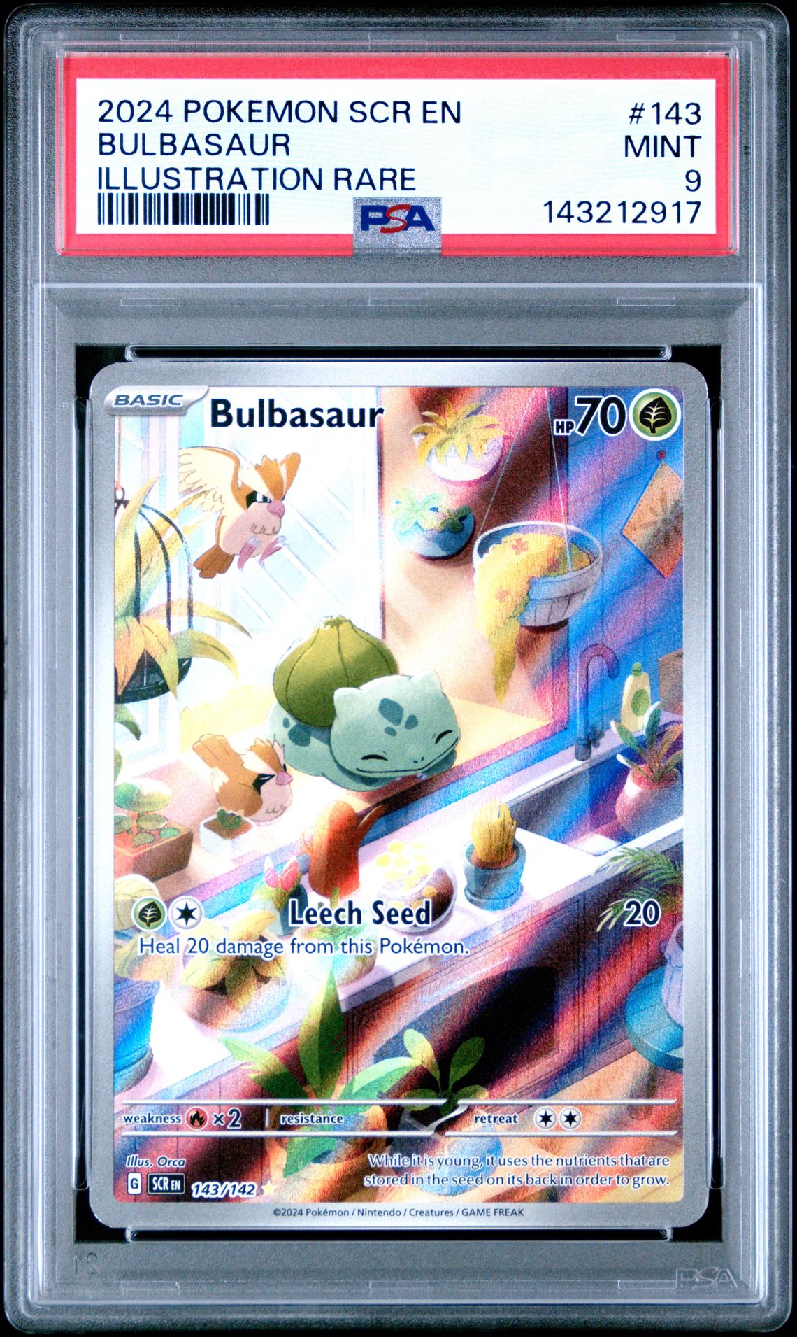 2024 Pokemon Scr En-Stellar Crown Bulbasaur #143 (Illustration Rare) Mint 9 front