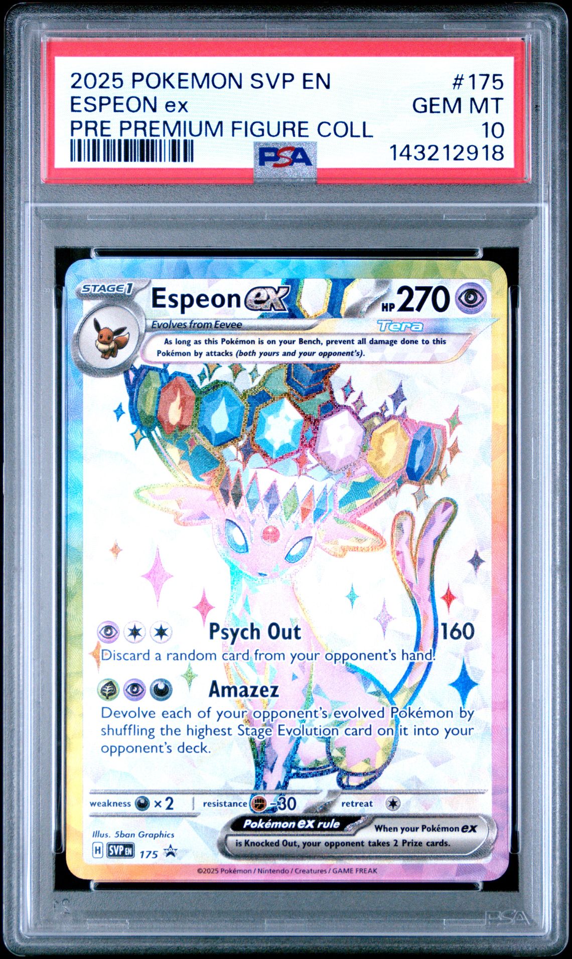 2025 Pokemon Svp En-Sv Black Star Promo Espeon Ex #175 (Pre Premium Figure Coll) Gem Mt 10 front