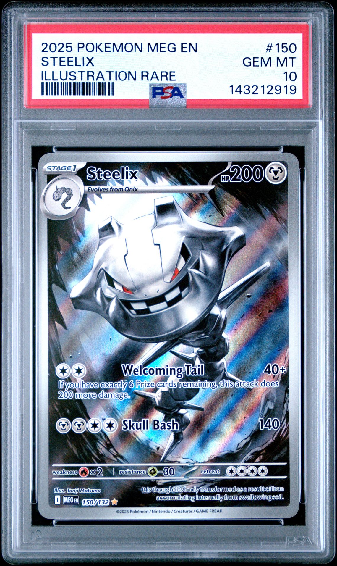 2025 Pokemon Meg En-Mega Evolution Steelix #150 (Illustration Rare) Gem Mt 10 front