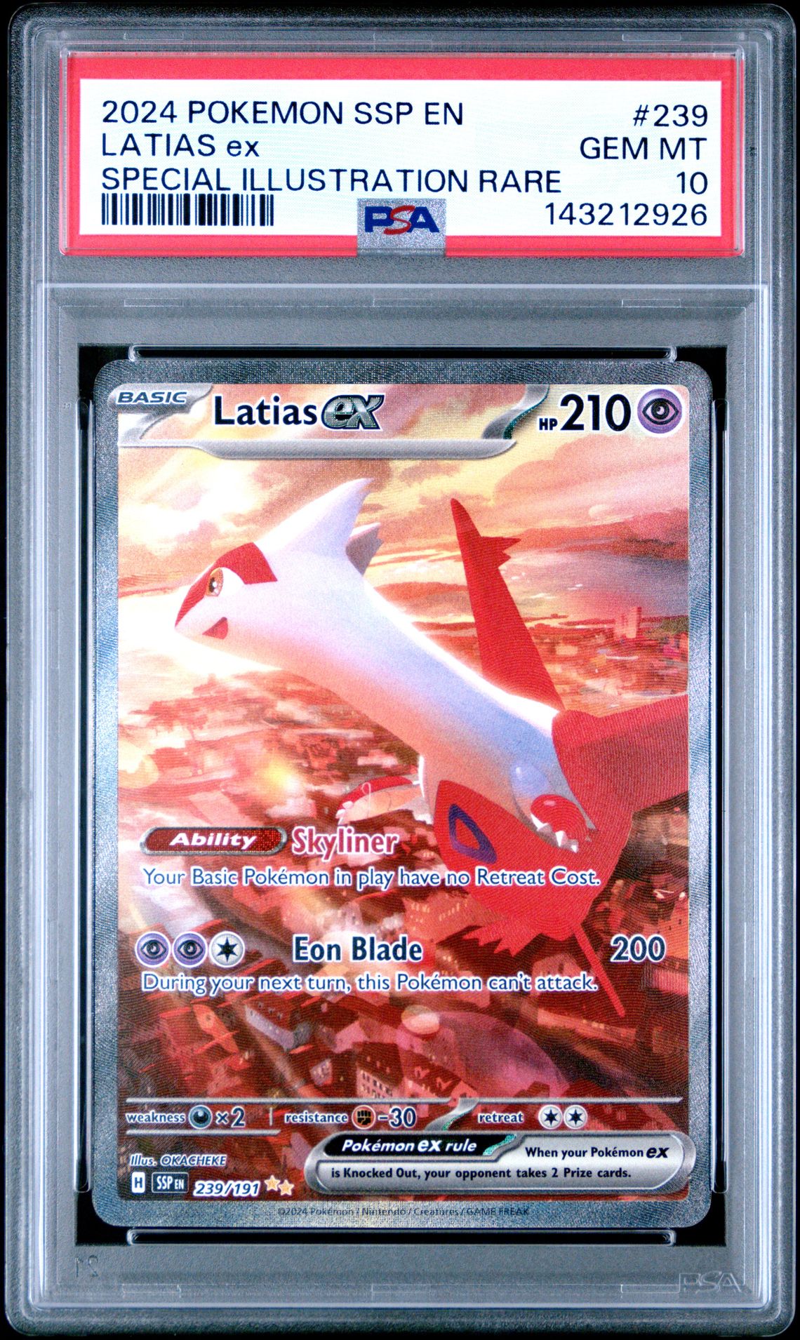 2024 Pokemon Ssp En-Surging Sparks Latias Ex #239 (Special Illustration Rare) Gem Mt 10 front