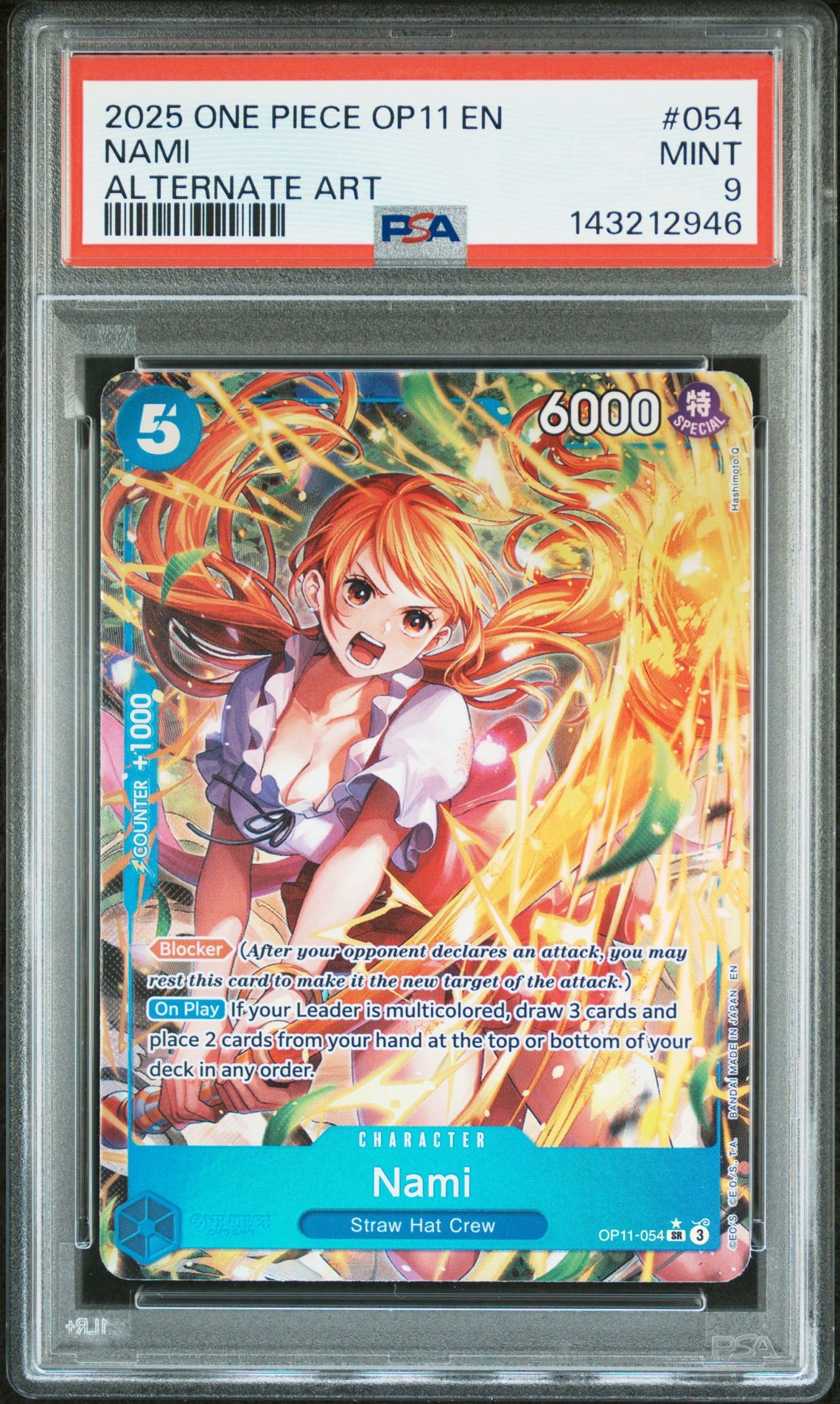 2025 One Piece Op11-A Fist Of Divine Speed Nami #054 (Alternate Art) Mint 9 front