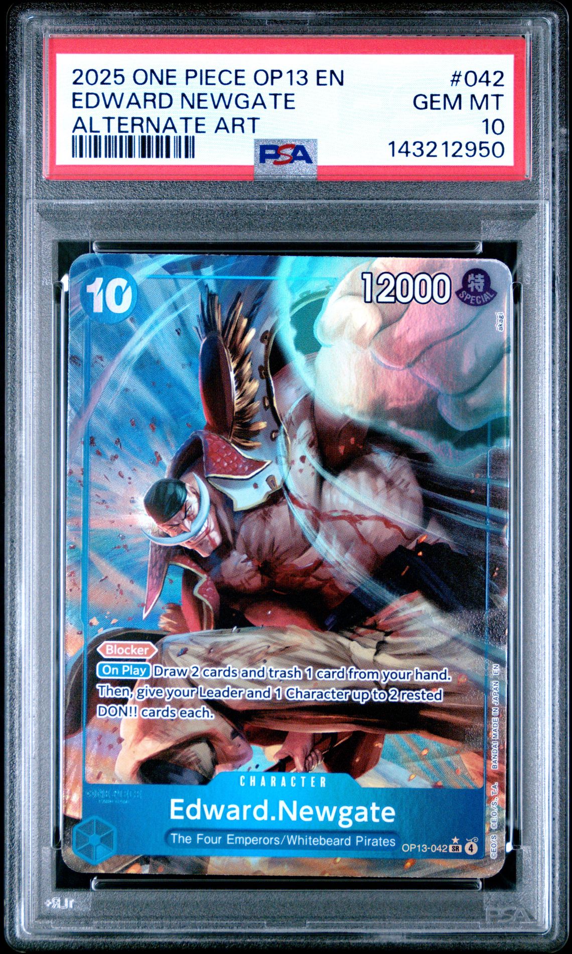 2025 One Piece Op13-Carrying On His Will Edward Newgate #042 (Alternate Art) Gem Mt 10 front