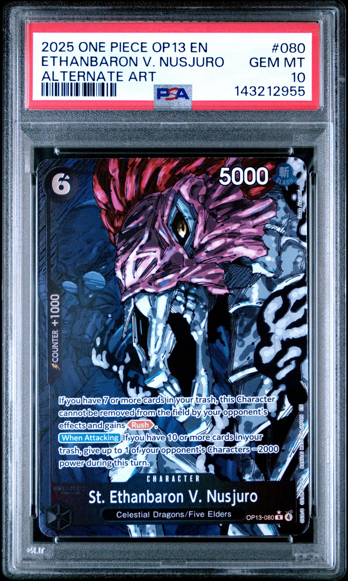 2025 One Piece Op13-Carrying On His Will Ethanbaron V. Nusjuro #080 (Alternate Art) Gem Mt 10 front