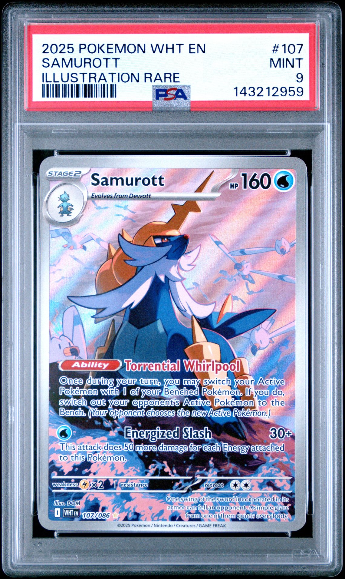 2025 Pokemon Wht En-White Flare Samurott #107 (Illustration Rare) Mint 9 front