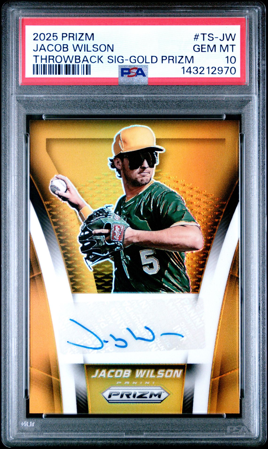 2025 Panini Prizm Throwback Signatures Jacob Wilson #Ts-Jw (Throwback Sig-Gold Prizm) Gem Mt 10 front