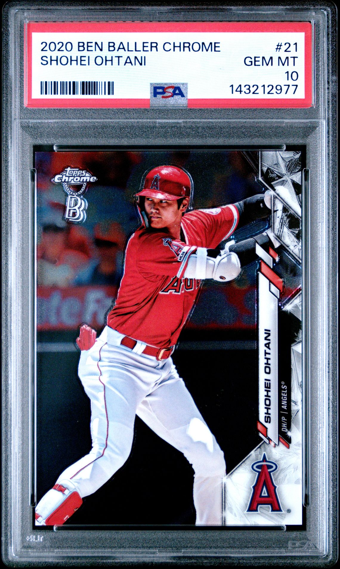 2020 Ben Baller Chrome Shohei Ohtani #21 Gem Mt 10 front