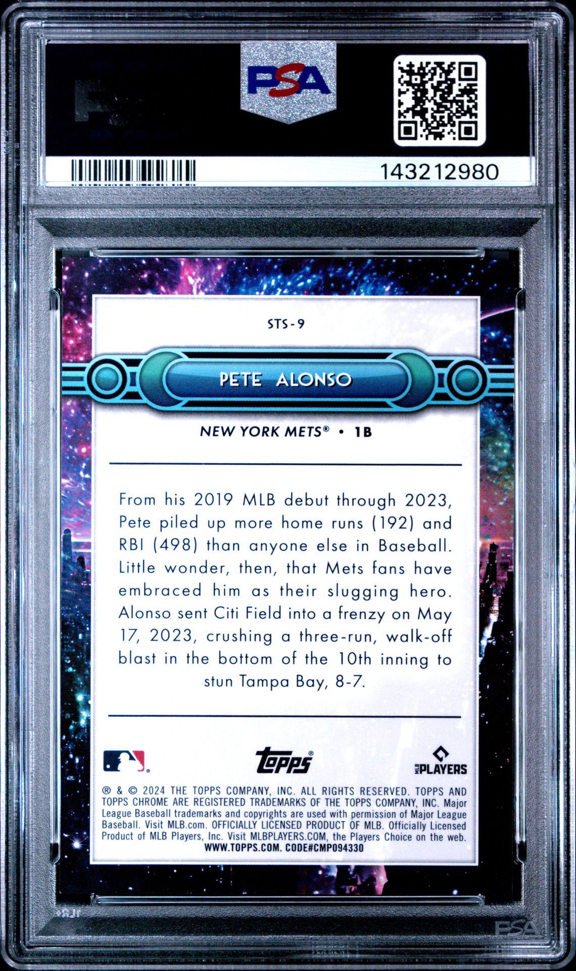 2024 Topps Chrome Swinging For The Stars Pete Alonso #Sts9 Mint 9 back