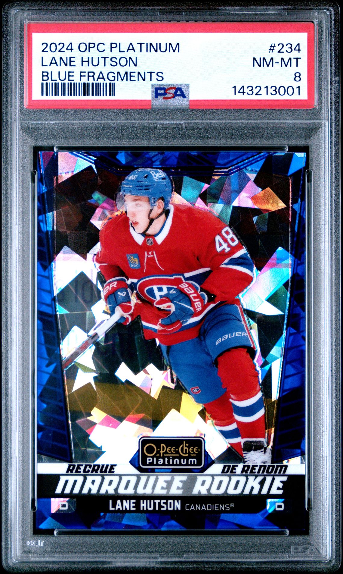 2024 Upper Deck O-Pee-Chee Platinum Lane Hutson #234 (Blue Fragments) Nm-Mt 8 front