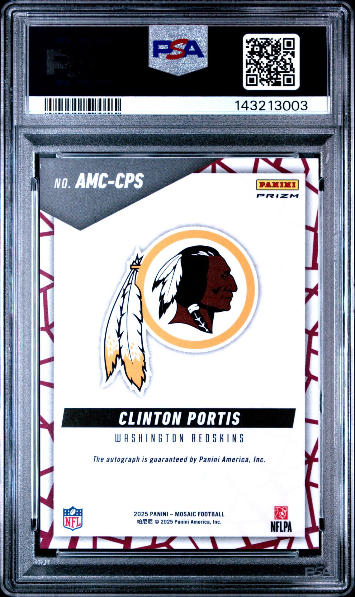 2025 Panini Mosaic Autographs Mosaic Clinton Portis #Amc-Cps (Au Mosaic-Fusion R&Y Chc) Mint 9 back