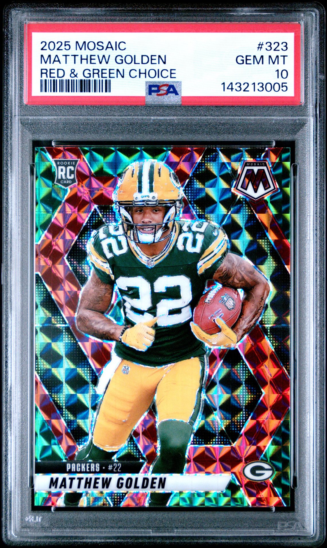 2025 Panini Mosaic Matthew Golden #323 (Red & Green Choice) Gem Mt 10 front