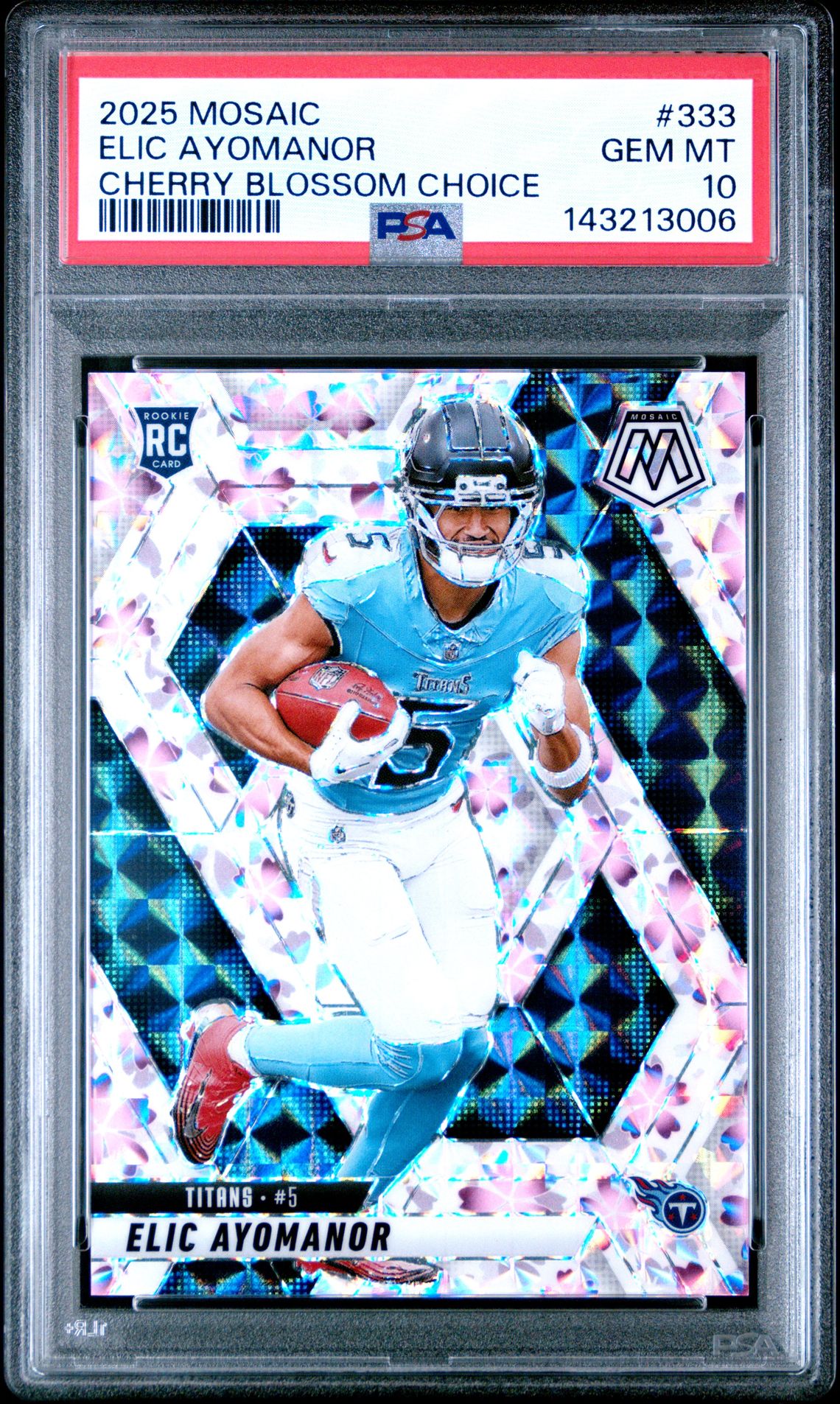 2025 Panini Mosaic Elic Ayomanor #333 (Cherry Blossom Choice) Gem Mt 10 front