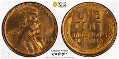 1938-S 1C MS66RD