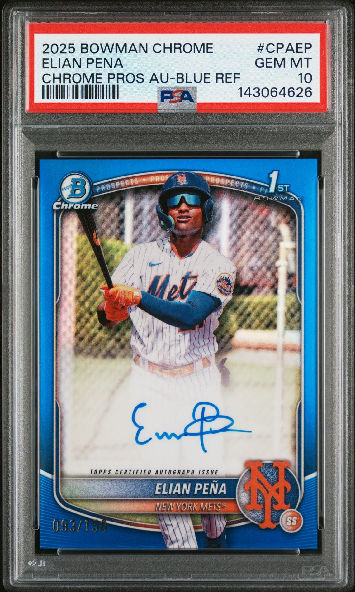 2025 Bowman BOWMAN CHROME PROSPECT AUTOGRAPHS Refractor #CPAEP Elian Pena front