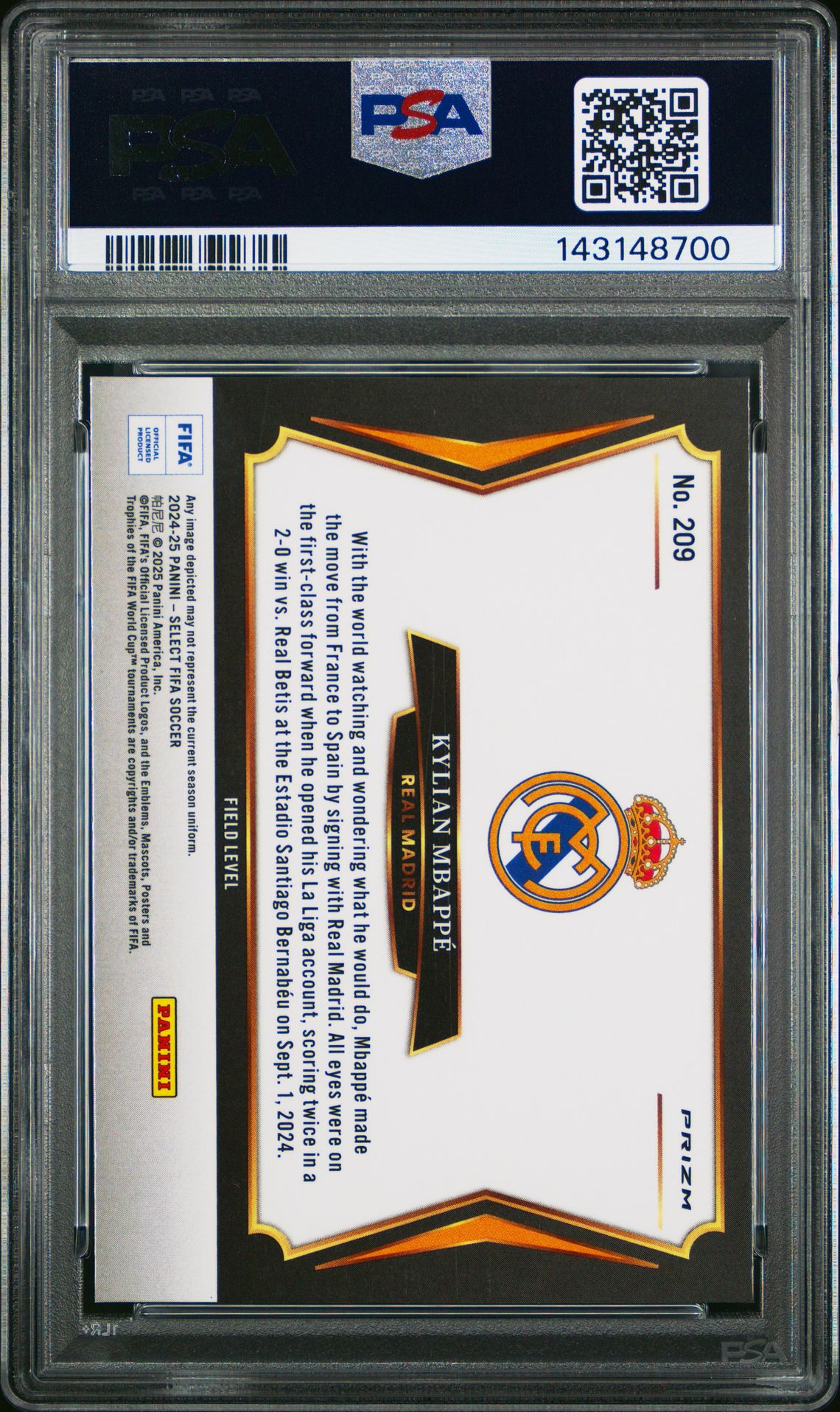 2024-25 Panini Select Fifa Kylian Mbappe #209 (Pandora) Nm-Mt 8 back