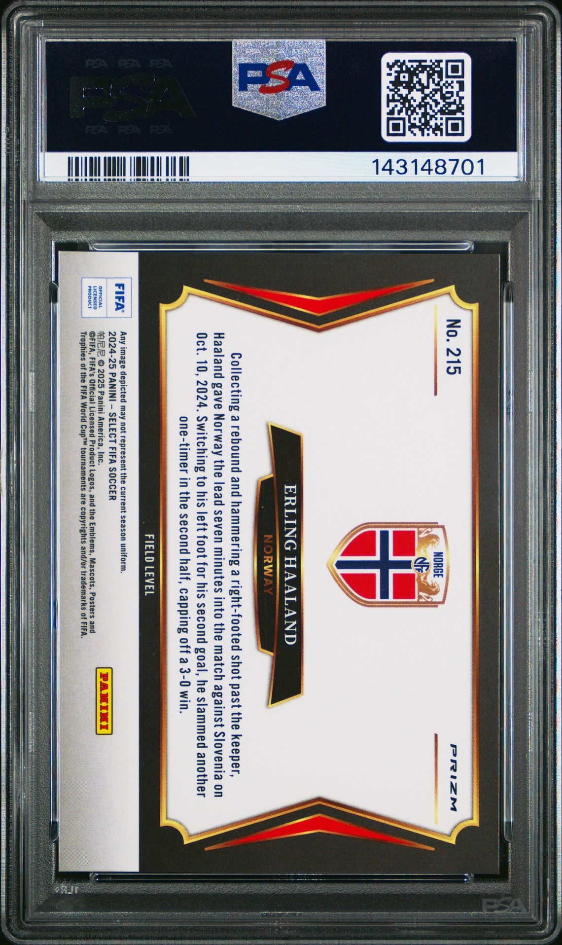 2024-25 Panini Select Fifa Erling Haaland #215 (Pandora) Nm-Mt 8 back