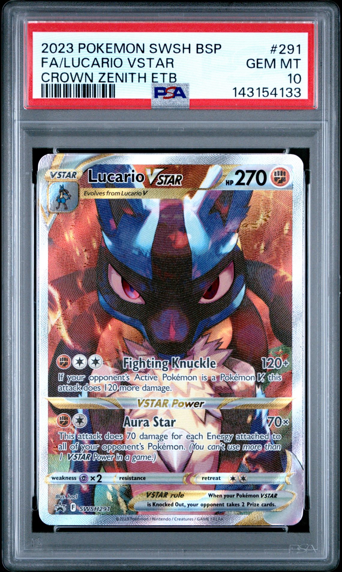2023 Pokemon POKEMON SWSH BLACK STAR PROMO CROWN ZENITH ETB #291 Fa/Lucario Vstar front