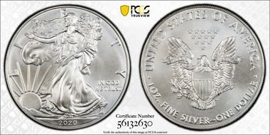 2020 $1 Silver Eagle MS67