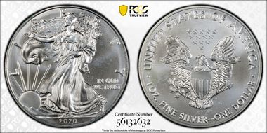 2020 $1 Silver Eagle MS67