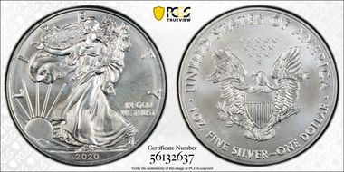 2020 $1 Silver Eagle MS67