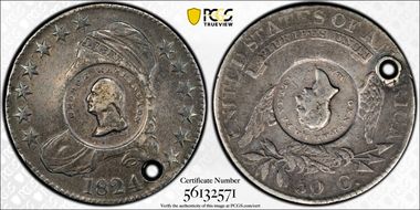 1824 50C Washington-Lafayette GW-112-C1 N1