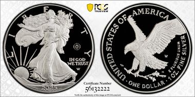 2025-W $1 Silver Eagle w/ Laser Privy PR70DCAM