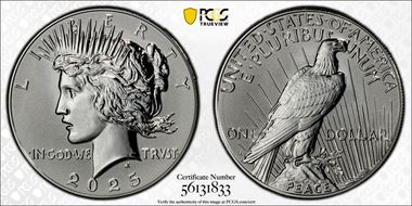 2025-S $1 Peace Dollar Rev PR Two-Coin Reverse Proof Set First Strike PR69
